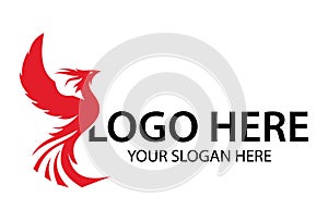 Red Color Fly Legend Abstract Phoenix Myth Logo Design