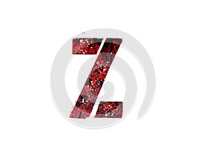 Red color grunge LETTER Z, ink splash splatter alphabet, design element, isolated