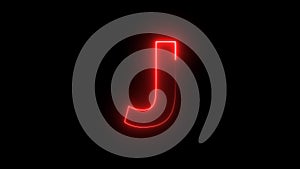 red color J letter with neon effect animate on black background video footage.