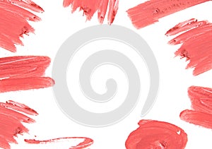 Red color lipstick cut around border with empty space.