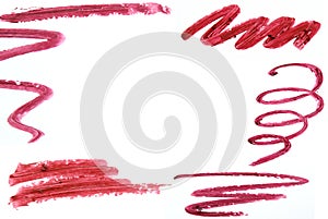 Red color lipstick cut around border with empty space.