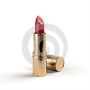 Red color lipstick isolated on white background