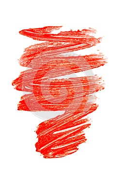 Red color lipstick stroke on a white background