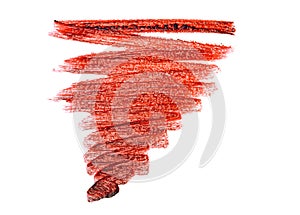 Red color lipstick stroke on white background