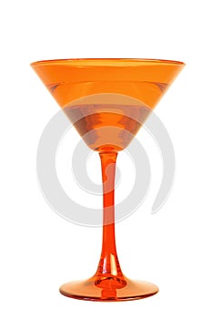 red martini glass with cocktail