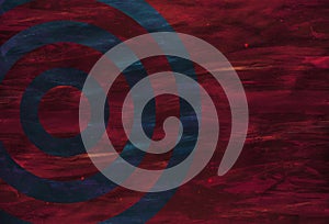 Red Color Paint Strokes on Canvas Surface with concentric circles. photo