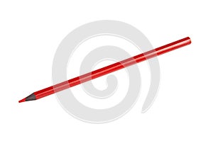 Red color pencil isolated on the white
