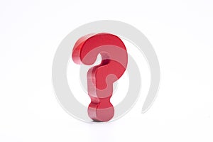 Red color question mark miniature object