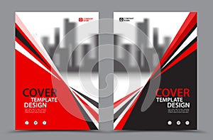 Red Color Scheme with City Background Business Book Cover Design Template in A4. Brochure layout, Annual Report, Magazine, Poster,