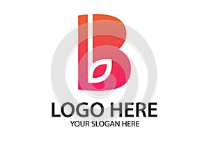 Red Color Simple Initial Letter B Logo Design