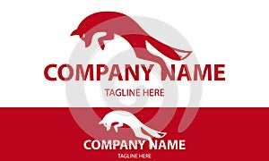 Red Color Simple Jump Wildlife Fox Logo Design