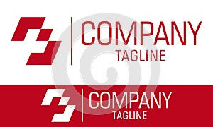 Red Color Simple Shape Abstract Square Initial Letter B Logo Design