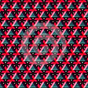 Red color triangle seamless pattern with grunge effect