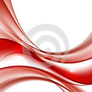 Red color waves on white background vector illustration