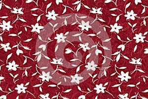 Red color With White Flower background