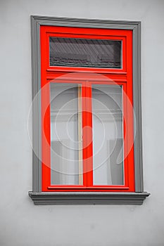 Red color window  with black and white background