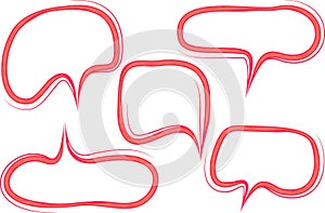 red colored abstract style creative speech bubbles set