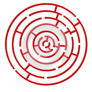 Red colored circle shaped maze