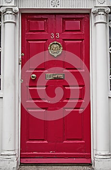 Red colored door in Dublin