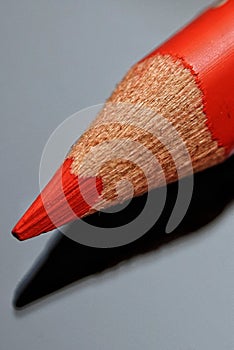 Red colored pencil in close-up