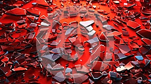 Red Colored Shuttered Broken Glass Background Generative AI