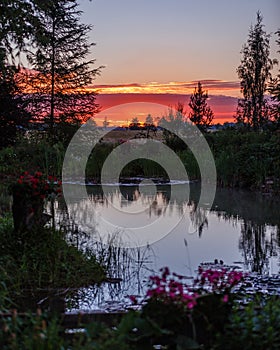 Red-colored sky on the horizon