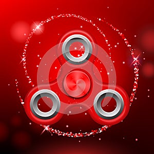 Red colorful spinner on an abstract background