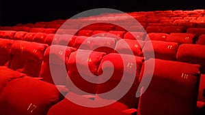 Red colour Empty seats in cinema hall