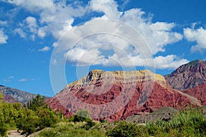 Red colour striped mountain rocks