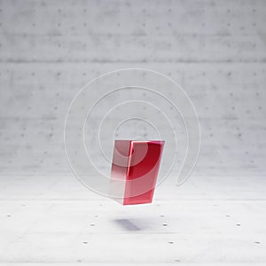 Red coma symbol. Metallic red color character isolated on concrete background