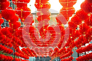 Red comp lamp lantern Chinese style hanging decorated in Chinese New Year festival. photo