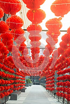 Red comp lamp lantern Chinese style hanging decorated in Chinese New Year festival. photo