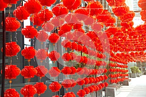 Red comp lamp lantern Chinese style hanging decorated in Chinese New Year festival photo