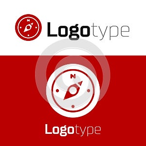 Red Compass icon isolated on white background. Windrose navigation symbol. Wind rose sign. Logo design template element