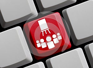 Red computer keyboard: Digital Education online 3D illustration