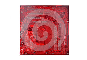 Red computer motherboard