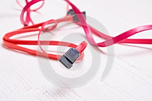 red computer wires for hard drive