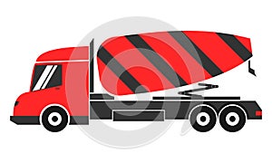 Red concrete truck illustration vector design