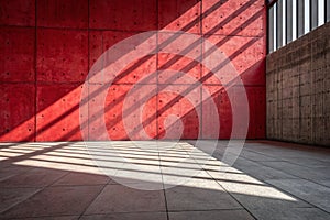 Red concrete wall and floor for product display photo