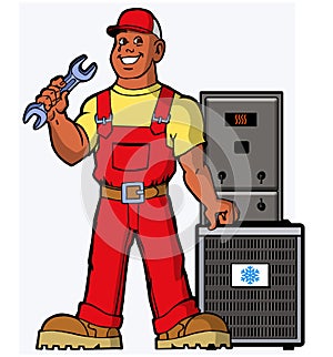 Conditioner Furnace Specialist cartoon character art