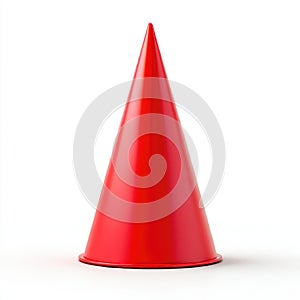 A red cone shaped object isolated on white background