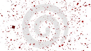 Red confetti on white background