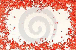 Red confetti on a white background - frame