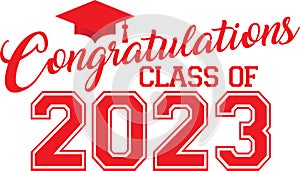 Red Congratulations Class of 2023