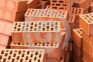 Red Construction Bricks Stones Pile