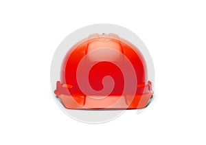 Red Construction Safety Hard Hat Facing Forward Isolated on White Ready for Your Logo with Transparent PNG Option.