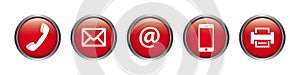 Red Contact Buttons Vector Hotline Phone E-Mail Fax Communication vector