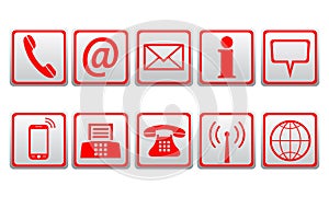 Red contact icons - vector