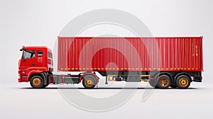 The red container truck.AI generated image