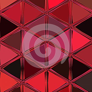 Red continuous triangles background. Like lava, fire, sparks, solar prominences, fire particles, bubbling incandescent metal, coal